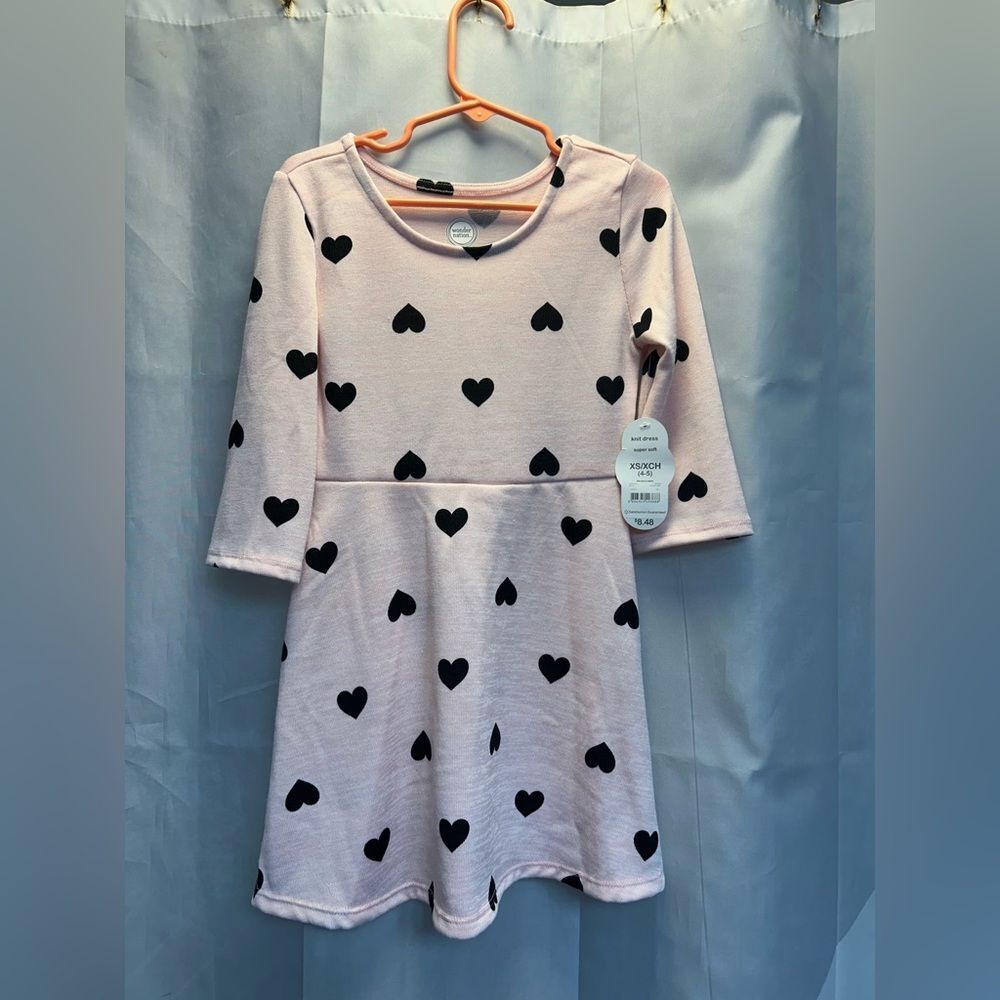 Wonder Nation Light Pink Dress with Black Hearts